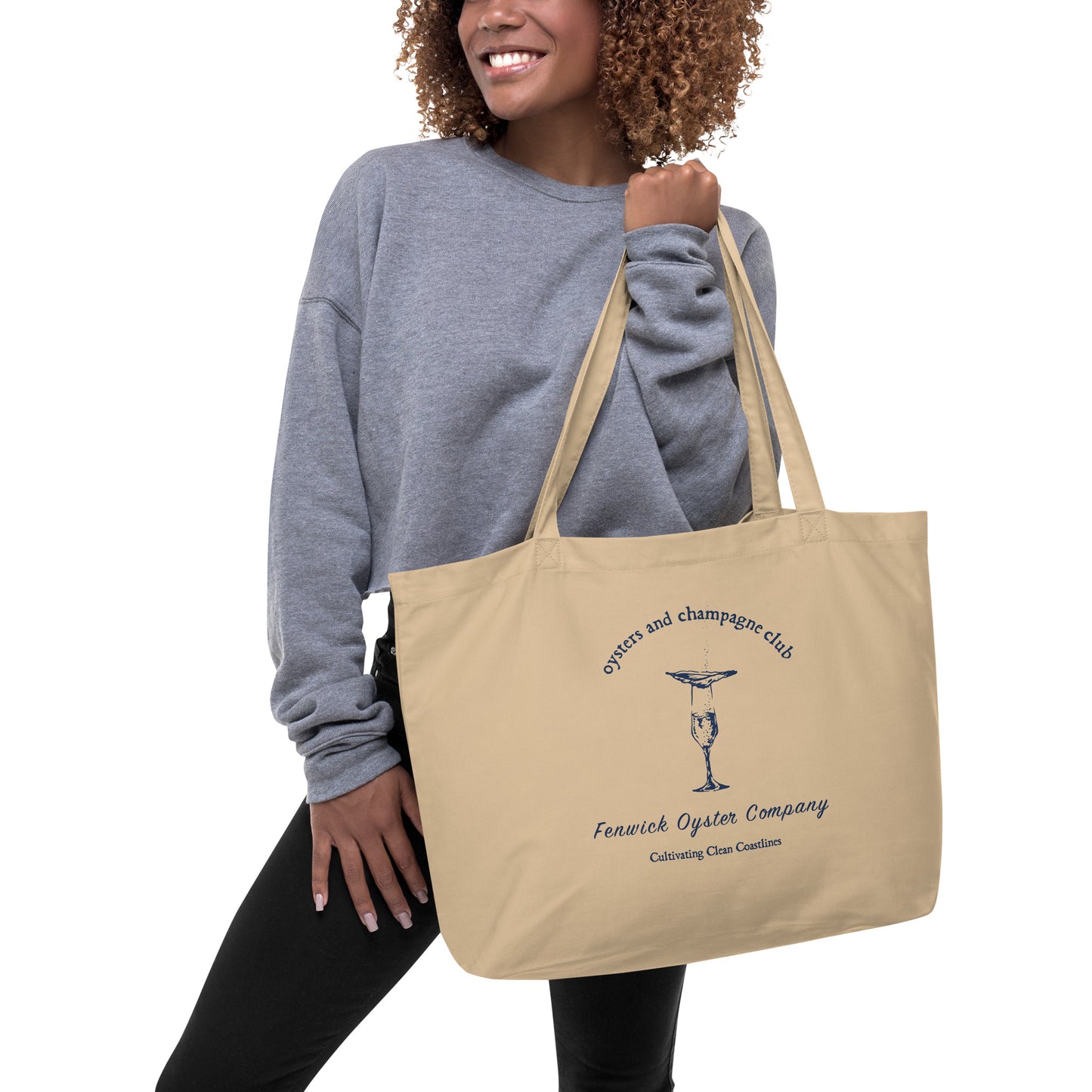 Oysters and Champagne Club: Large organic market tote bag