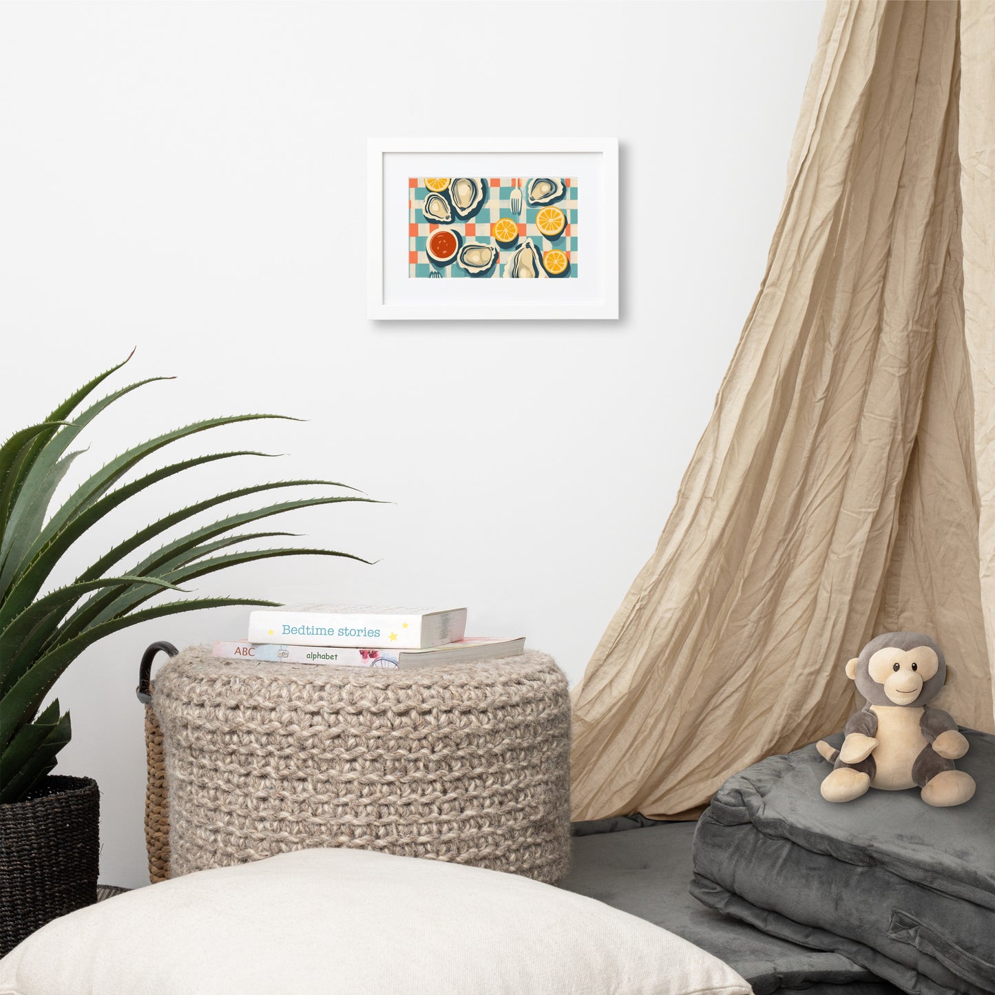 Postmodern Oyster Picnic: Matte Paper Framed Art Poster With Mat