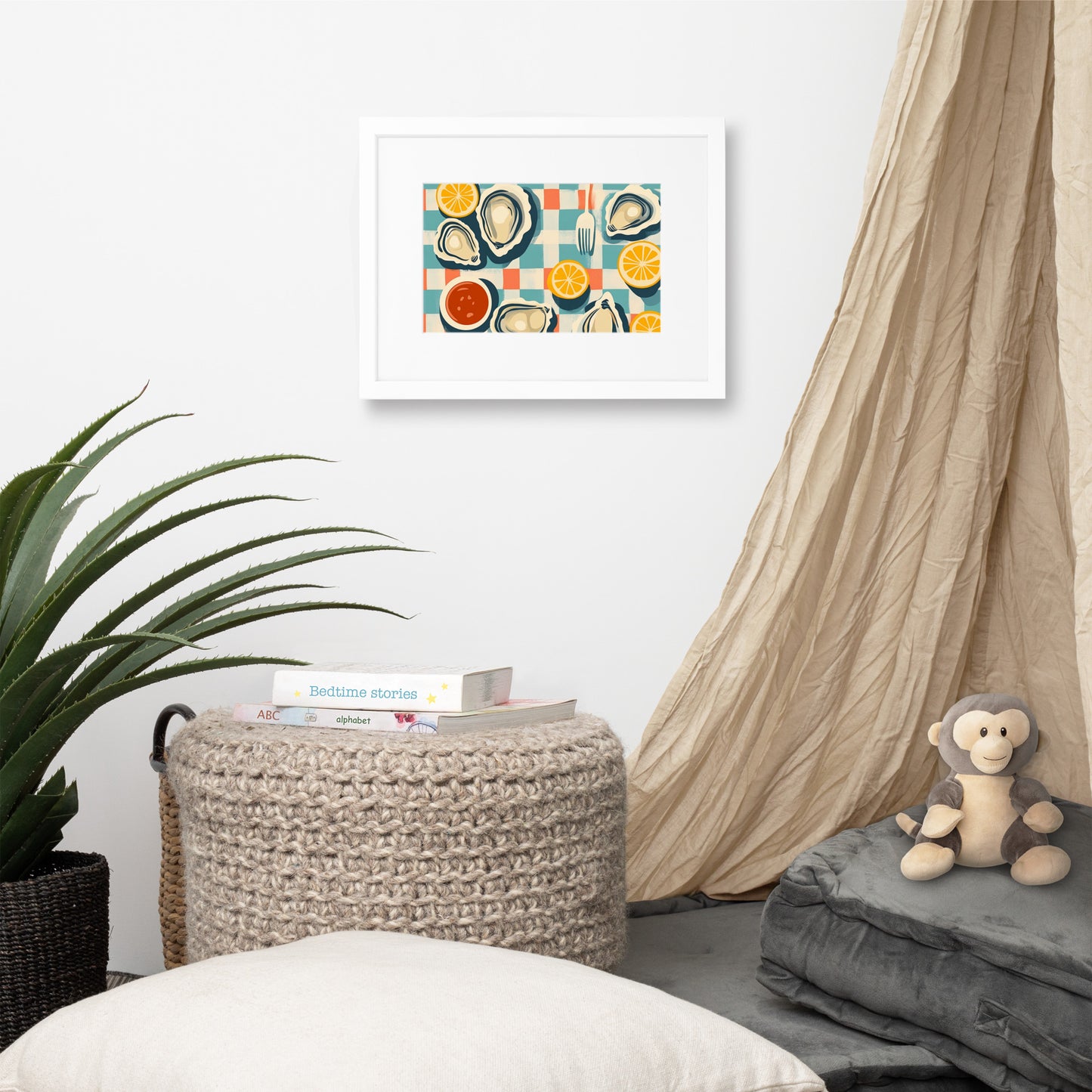 Postmodern Oyster Picnic: Matte Paper Framed Art Poster With Mat