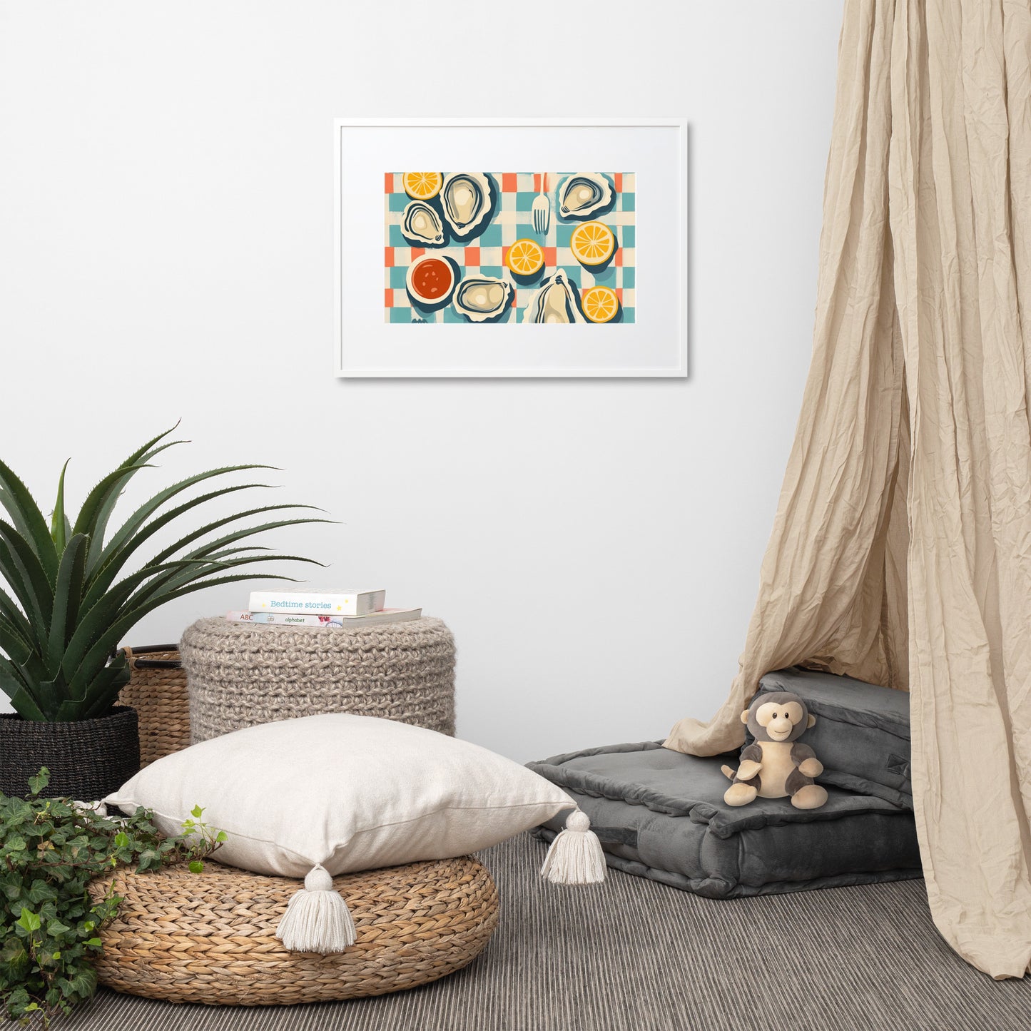 Postmodern Oyster Picnic: Matte Paper Framed Art Poster With Mat