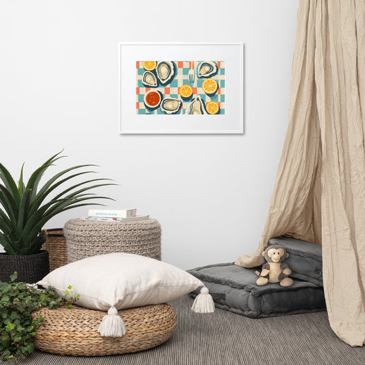Postmodern Oyster Picnic: Matte Paper Framed Art Poster With Mat