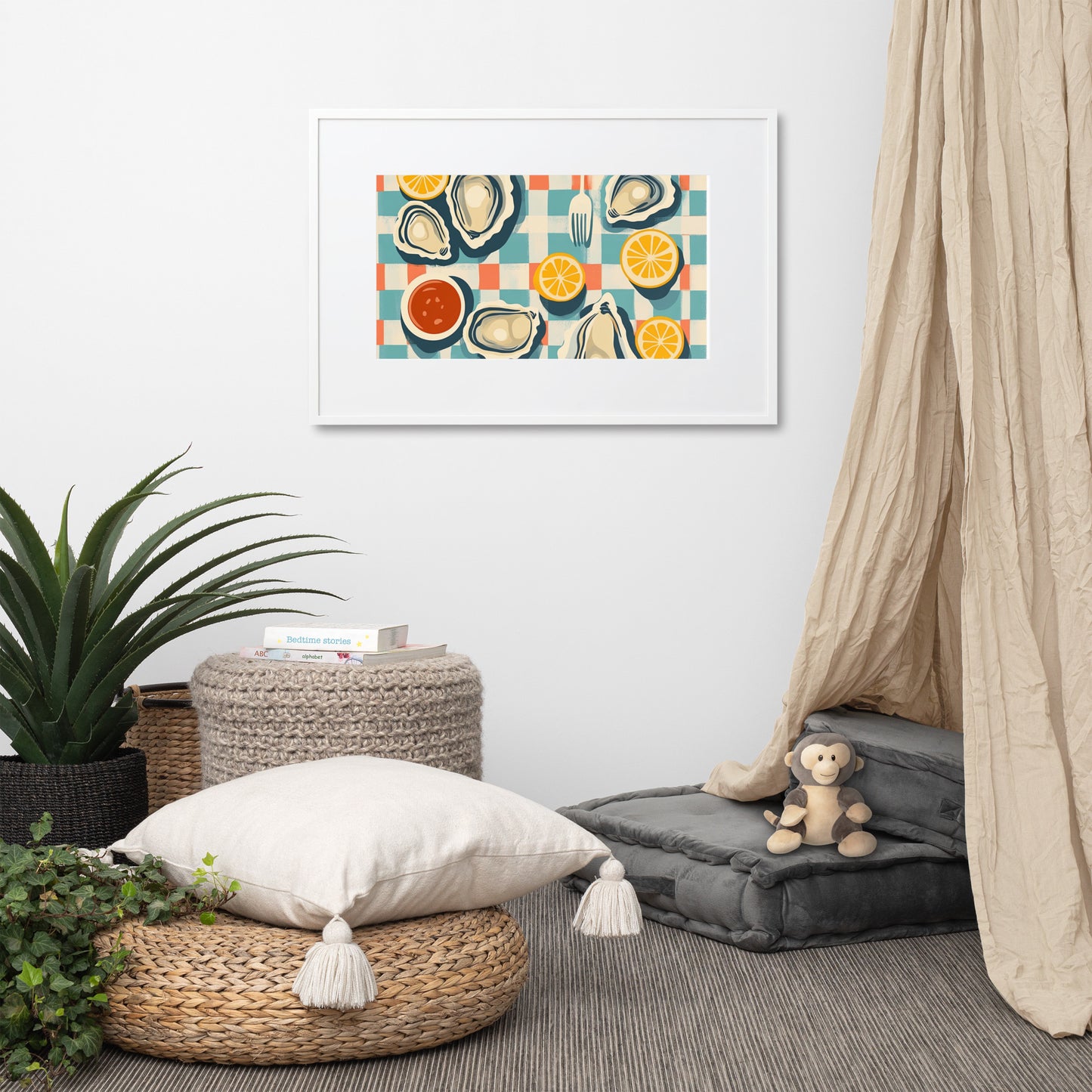 Postmodern Oyster Picnic: Matte Paper Framed Art Poster With Mat